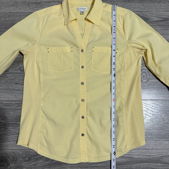 Croft & Barrow Women Y2K Yellow 3/4 Sleeve Button-Down Shirt S Business Casual - Picture 9 of 11